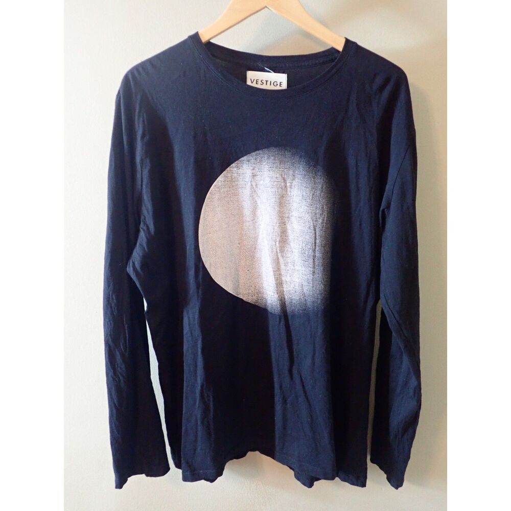 Vestige Black Dark Moon Rising T-Shirt Black Casual Mens XL Minimalist Celestial